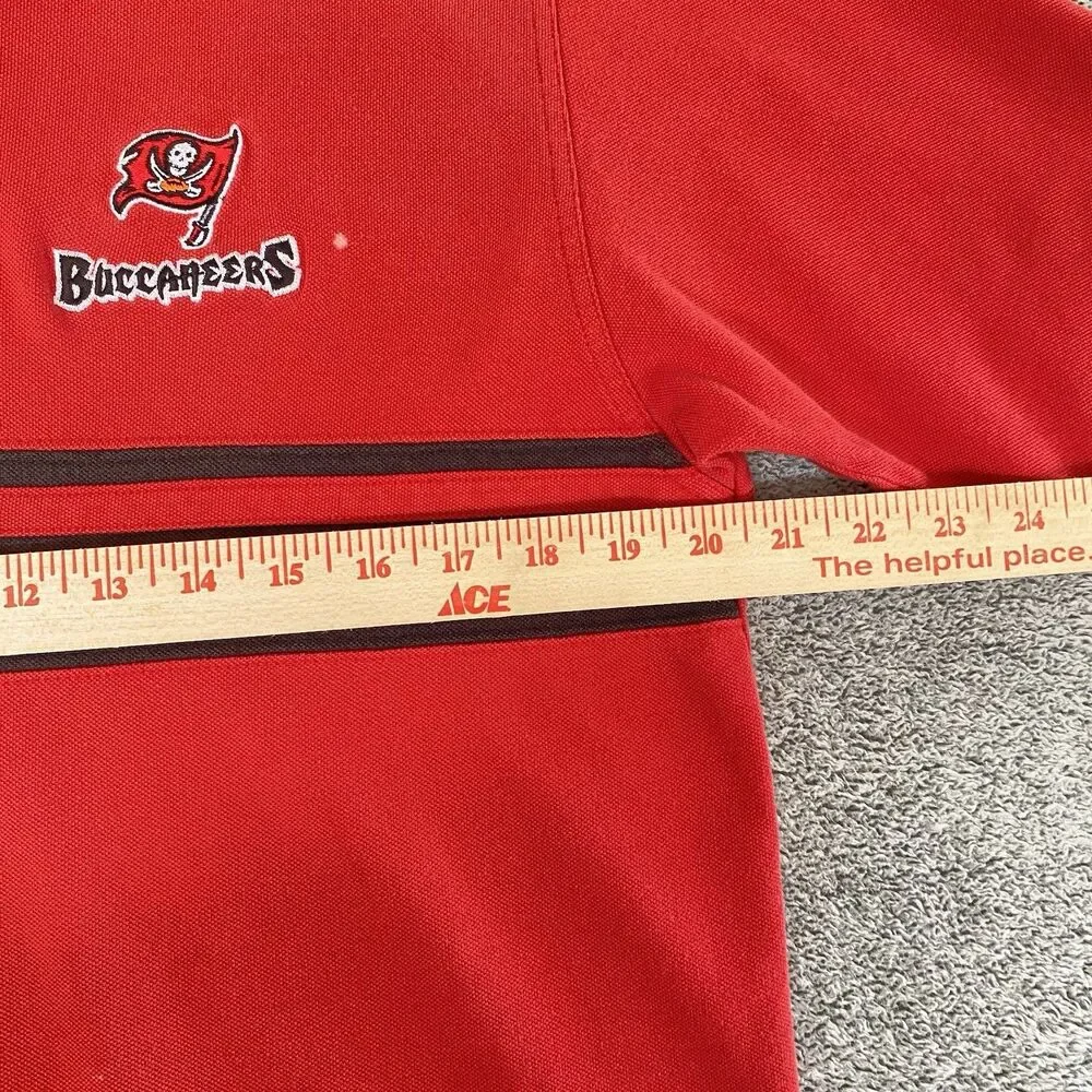 Vtg NFL Tampa Bay Buccaneers Men's Polo Shirt Short Sleeve Red Black Size Medium